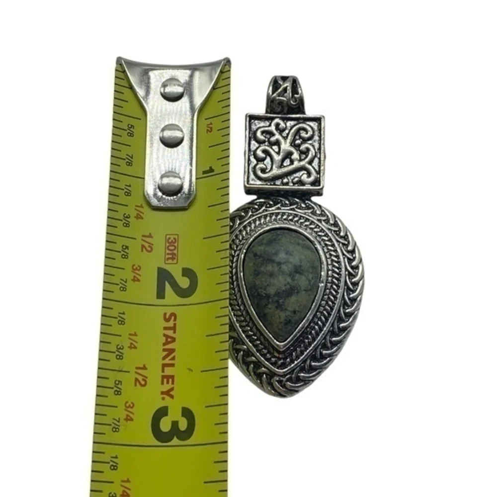 African Turquoise Gemstone Sterling Silver 925 Pendant 2.75in